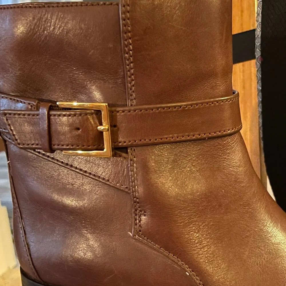 Women's Brown Leather Ankle Boots with Buckle